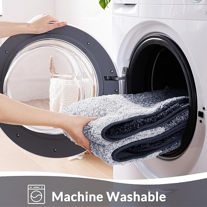 Exclusivo Mezcla Bathroom Rugs Mat 24x70, Extra Soft Non Slip Absorbent Water Microfiber Bath Rugs, Machine Washable Quick Dry Bath Mats for Bathroom Floor, Shower, Home Decor, Gradient Navy Blue