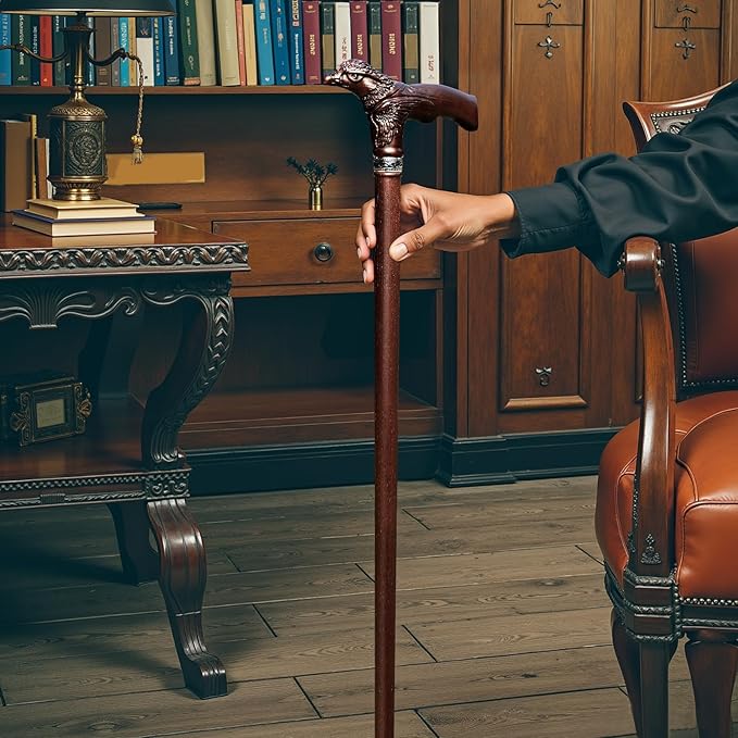 Hand Carved Wooden Walking Cane USA Made Eagle Carved Ergonomic Elegant Wood Canes for Men and Women Support up to 400 lbs Provide Stable Canes for Seniors for Daily Use and Gift Giving