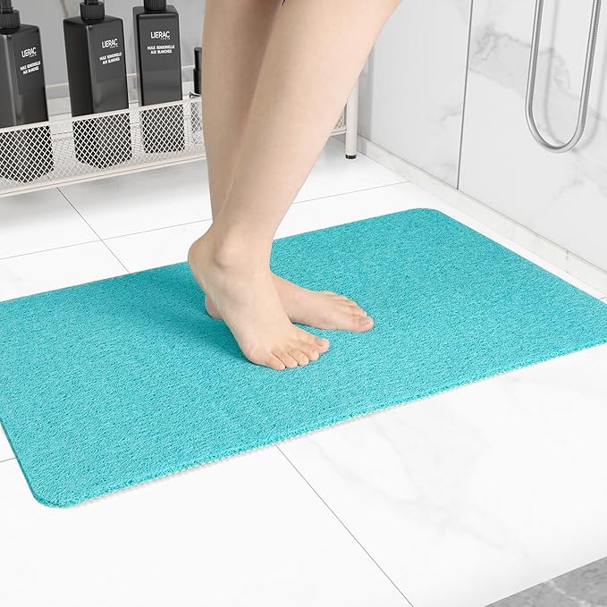 Non-Slip Bathtub Mat, Anti Slip Shower Mat, Fast Drying Bathtub Mats, Foot Scrubber Mat, Anti Slip Mat for Tub, Floor, Bathroom, Kitchen, Home, Hotel (Turquoise Blue 40"×16")