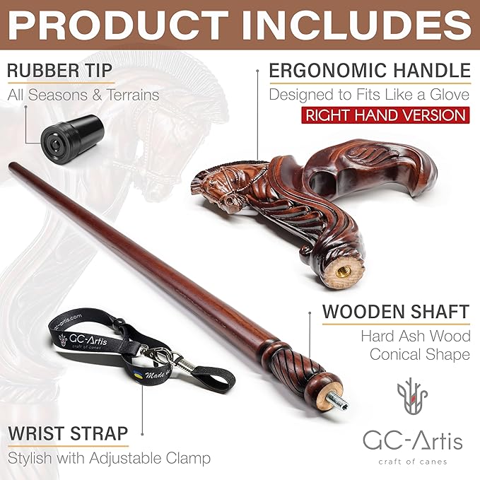 Luxury Handmade Wooden Walking Cane – Premium Carved Solid Wood, Ergonomic Comfort Grip, Designer Canes for Men & Women, Elegant Fashionable Walking Stick 36