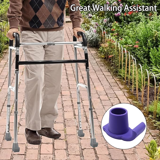 Magicorange Walker Glide Skis, 4 Pcs Universal Fit Walker ski Glides,Easy to Use Rubber Walker Glides,Walker Feet Replacement (Purple)