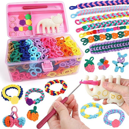 DDAI Bracelet Making Kit for Girls Ages 6-12 – Arts and Crafts for Kids Weaving Loom Bracelets Kits -1000+ Colorful Elastic Cloth Loom Bands – Great Birthday Gift for Girls Boys 7 8-12 Years Old