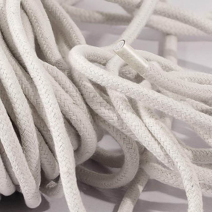 KEILEOHO 1/4 Inch Natural Cotton Rope, 164 FT Length White Craft Clothesline Cord Craft Knitting Thread String Heavy Duty Wall Hanging Rope for Garden Flower Plant DIY Decoration Clothes Hanger