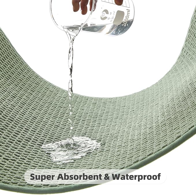 Large Bathroom Rugs Non Slip Washable Bath Rugs Super Absorbent Bathroom Rug Thin Quick Dry Low Pile Bath Mats, Sage Green 36"x60"