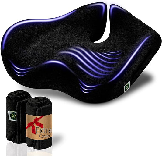 X Large Seat Cushions for Office Chairs, Car & Truck. Gaming Chair Seat Cushion and Sciatica Pain Relief Pillow for Back Pain. Orthopedic Coccyx Cushion for Tailbone Pain Relief (Original Black)