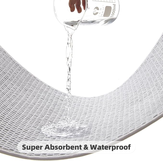 Large Bathroom Rugs Non Slip Washable Bath Rugs Super Absorbent Bathroom Rug Thin Quick Dry Low Pile Bath Mats, Light Grey 36"x60"