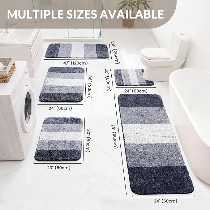 Exclusivo Mezcla Bathroom Rugs Mat 24x36, Extra Soft Non Slip Absorbent Water Microfiber Bath Rugs, Machine Washable Quick Dry Bath Mats for Bathroom Floor, Shower, Home Decor, Gradient Navy Blue
