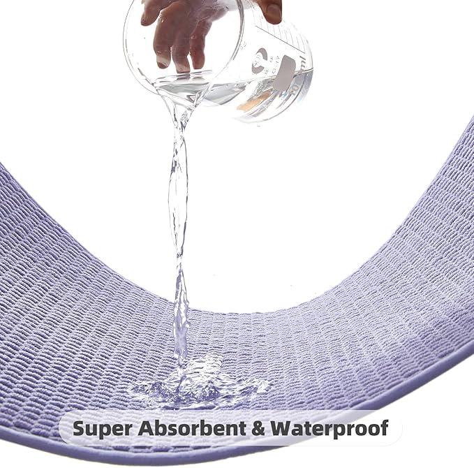 Bathroom Rugs Non Slip Washable, Super Absorbent Thin Bath Mat Small Quick Dry Low Pile Bathroom Rug, Lavender 16"x24"
