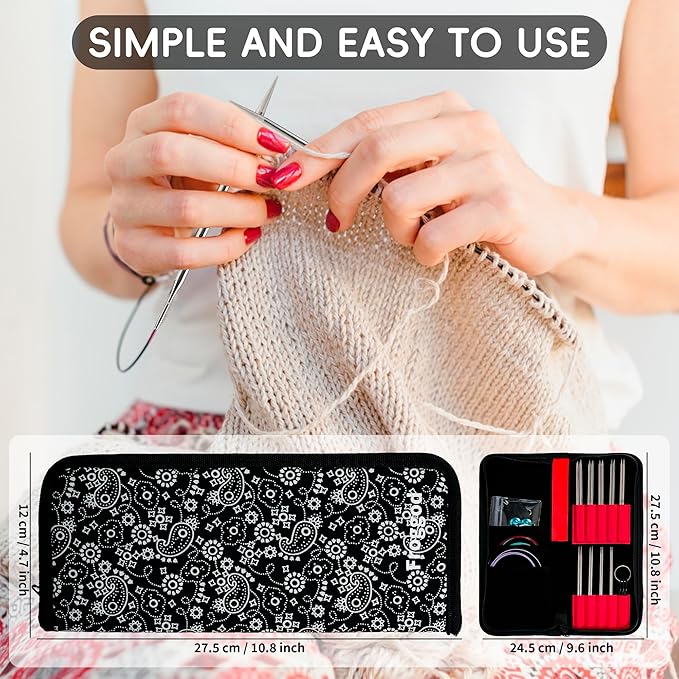 Froggod 5-Inch Aluminum Lace Interchangeable Circular Knitting Needle Set, Sizes US 0, 1, 2, 3, 4, 5, 6, 7, 8 Interchangeable Knitting Needles Lace-Tip with 4 Assorted Cables with Project Bag