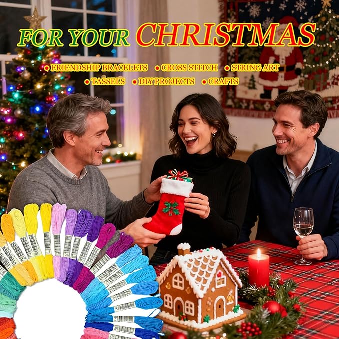 Friendship Bracelet String 50 Skeins Fashionable Rainbow Color Embroidery Floss Cross Stitch Embroidery Thread Cotton Floss Bracelet Yarn, Craft Floss