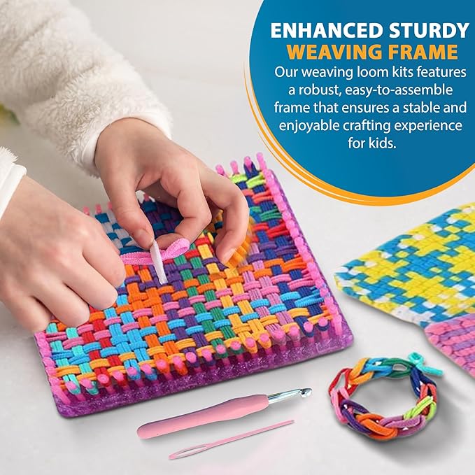 Weaving Loom Kit for Kids – DIY Rainbow Loom & Bracelet Maker Set with Storage Case – Friendly Loom with Colorful Loom Loops, Frames & Tools – Ideal Knitting Loom Craft Gift for Girls & Boys Ages 6-12