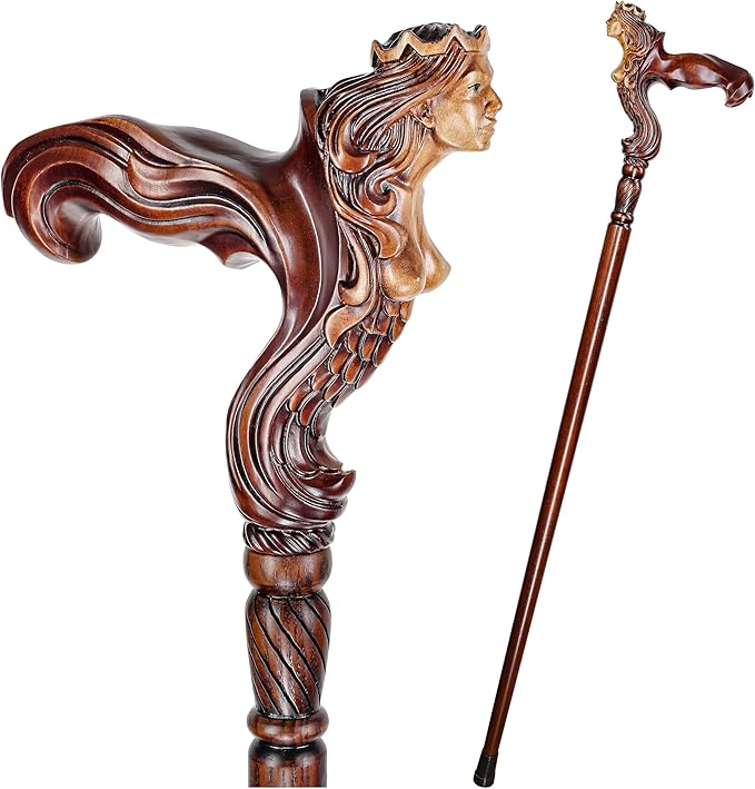 Luxury Handmade Wooden Walking Cane – Premium Carved Solid Wood, Ergonomic Comfort Grip, Designer Canes for Men & Women, Elegant Fashionable Walking Stick 36