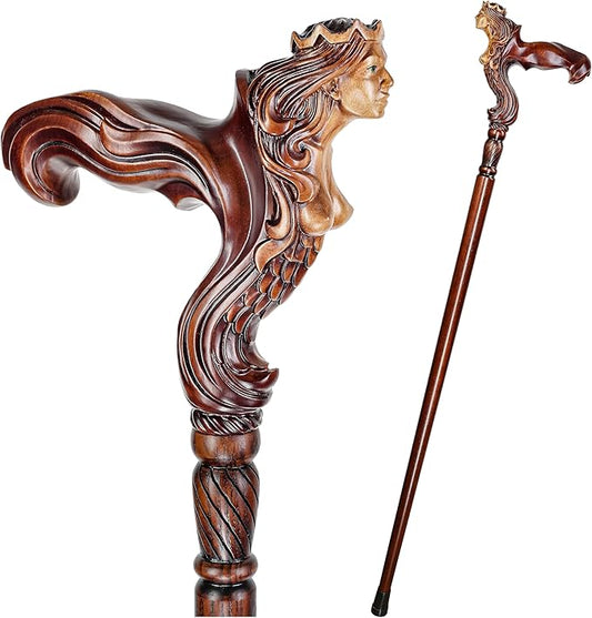 Luxury Handmade Wooden Walking Cane – Premium Carved Solid Wood, Ergonomic Comfort Grip, Designer Canes for Men & Women, Elegant Fashionable Walking Stick 36