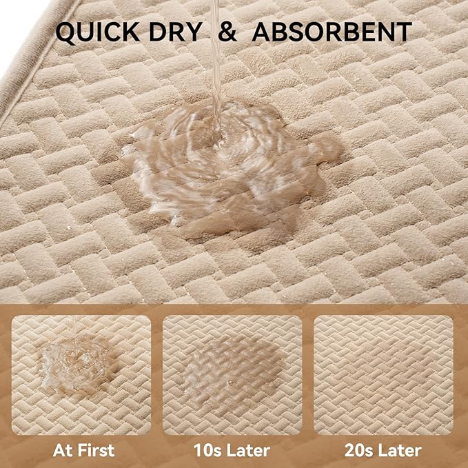 Bathroom Rugs Non Slip, Extra Soft Absorbent Quick Dry Bath Mats, Foam Weave Texture Thin Bath Rugs Washable with Rubber Backing, 24" x 48“