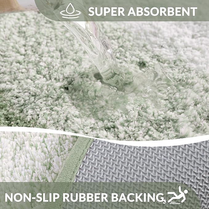 Exclusivo Mezcla Bathroom Rugs Mat 20x30, Extra Soft Non Slip Absorbent Water Microfiber Bath Rugs, Machine Washable Quick Dry Bath Mats for Bathroom Floor, Shower, Home Decor, Gradient Green