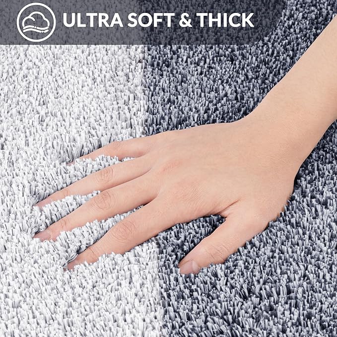 Exclusivo Mezcla Toilet Rugs U-Shaped 20x24, Extra Soft Non Slip Absorbent Water Microfiber Bath Rugs, Machine Washable Quick Dry Bath Mats for Toilet, Gradient Navy Blue