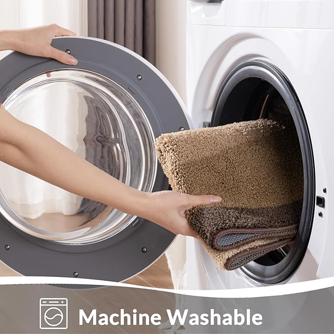 Exclusivo Mezcla Bathroom Rugs Mat 17x24, Extra Soft Non Slip Absorbent Water Microfiber Bath Rugs, Machine Washable Quick Dry Bath Mats for Bathroom Floor, Shower, Home Decor, Waved Camel