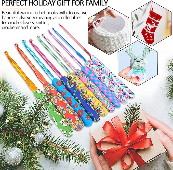 Coopay Warm Crochet Hooks for Grandmother, Art Aluminum Soft Grip Crochet Needles for Crocheting, Knitting Hook for Crochet Yarn Craft - Premium Knitting & Crochet Supplies