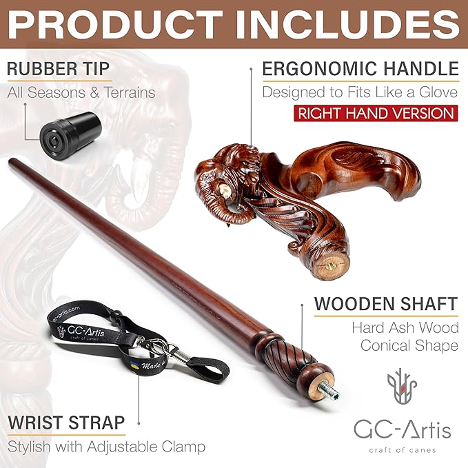 Luxury Handmade Wooden Walking Cane – Premium Carved Solid Wood, Ergonomic Comfort Grip, Designer Canes for Men & Women, Elegant Fashionable Walking Stick 36