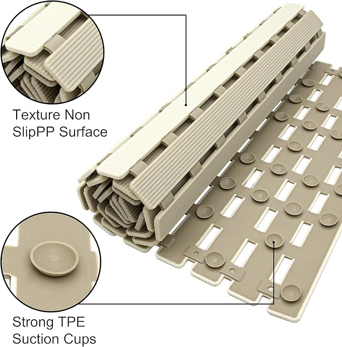 MBOSS Bath Tub Shower Mat Non Slip Bathtub Mats for Bathroom Shower Floor Mat Bath Mats for Shower Tub Anti Slip Shower Mat with Drain Hole and Large Suction Cups