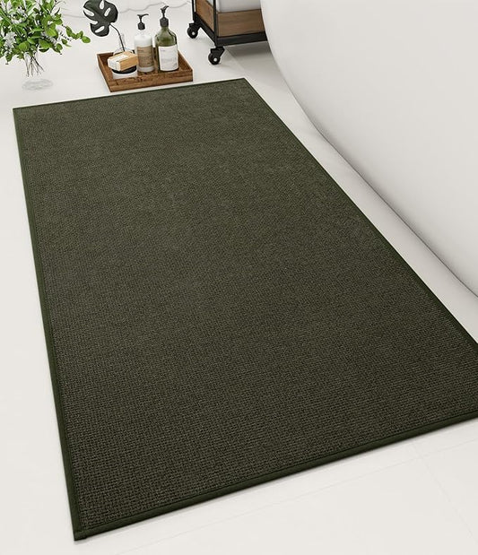 YIHOUSE Bathroom Rugs Mat 24x47, Non Slip Quick Dry Bath Mats for Bathroom Absorbent Ultra Thin Bath Rugs Machine Washable Fit Under Door for Sink, Cabinet, Laundry (Dark Green, 24"x47")