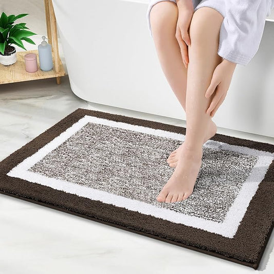 OLANLY Bathroom Rugs 30x20, Extra Soft and Absorbent Microfiber Bath Mat, Non-Slip, Machine Washable, Quick Dry Shaggy Bath Carpet, Suitable for Bathroom Floor, Tub, Shower (Medium, Brown)