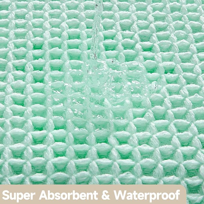 Waffle Bath Mat, Boho Bathroom Rugs Non Slip Washable Super Absorbent Quick Dry Cute Bath Mat Farmhouse Bathroom Decor, 24"x16" Aqua Blue