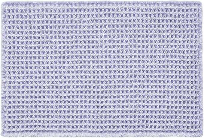 Waffle Bath Mat, Boho Bathroom Rugs Non Slip Washable Super Absorbent Quick Dry Cute Bath Mat Farmhouse Bathroom Decor, 30''x20'' Lavender Cream