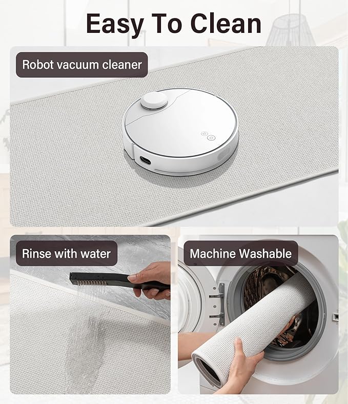 YIHOUSE Bathroom Rugs Mat 16x32, Non Slip Quick Dry Bath Mats for Bathroom Absorbent Ultra Thin Bath Rugs Machine Washable Fit Under Door for Sink, Cabinet, Laundry (Beige, 16"x32")