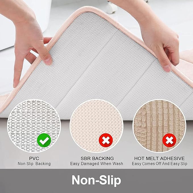 Buganda Memory Foam Bath Mat, 59" x 20", Ultra Soft and Non-Slip Bathroom Rugs, Water Absorbent and Machine Washable Bath Rug Runner for Bathroom, Shower, and Tub, Pink