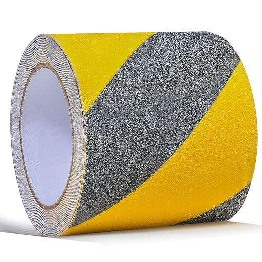 ONTWIE 4 Inch X 16.4ft Non Slip Safety Grip Tape for Stairs Steps Non Skid Tread High Traction Friction/Strong Grip Abrasive Adhesive Hazard Caution Tape- Black/Yellow
