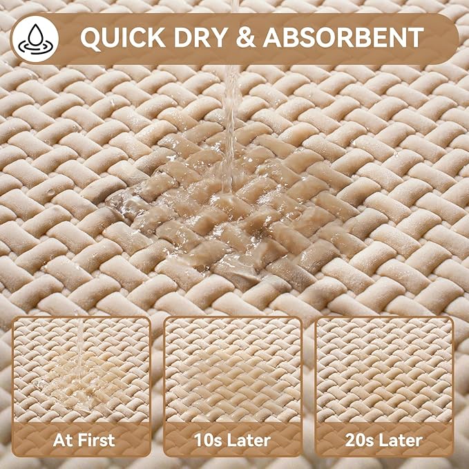 Bathroom Rugs Non Slip, Super Absorbent Quick Dry Bath Mats for Bathroom, Foam Weave Texture Thin Bath Rugs Washable with Rubber Backing Fit Under Door Outside Shower,24” x 35“