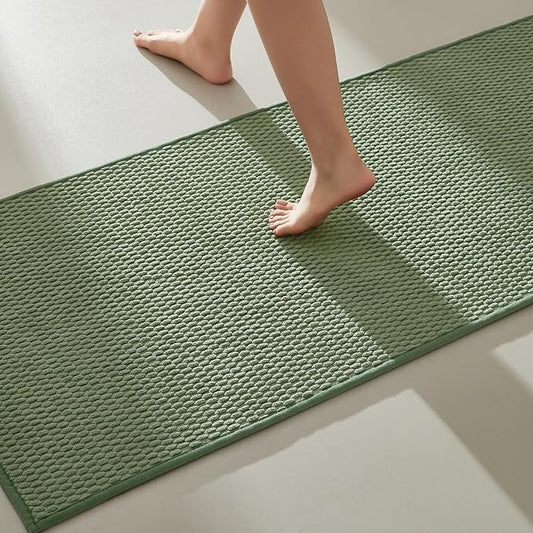 Bathroom Runner Rugs, Long Bath Mat Runner Washable Thin Quick Dry Low Pile Bathroom Runner Rugs Non Slip, Sage Green 24"x70"
