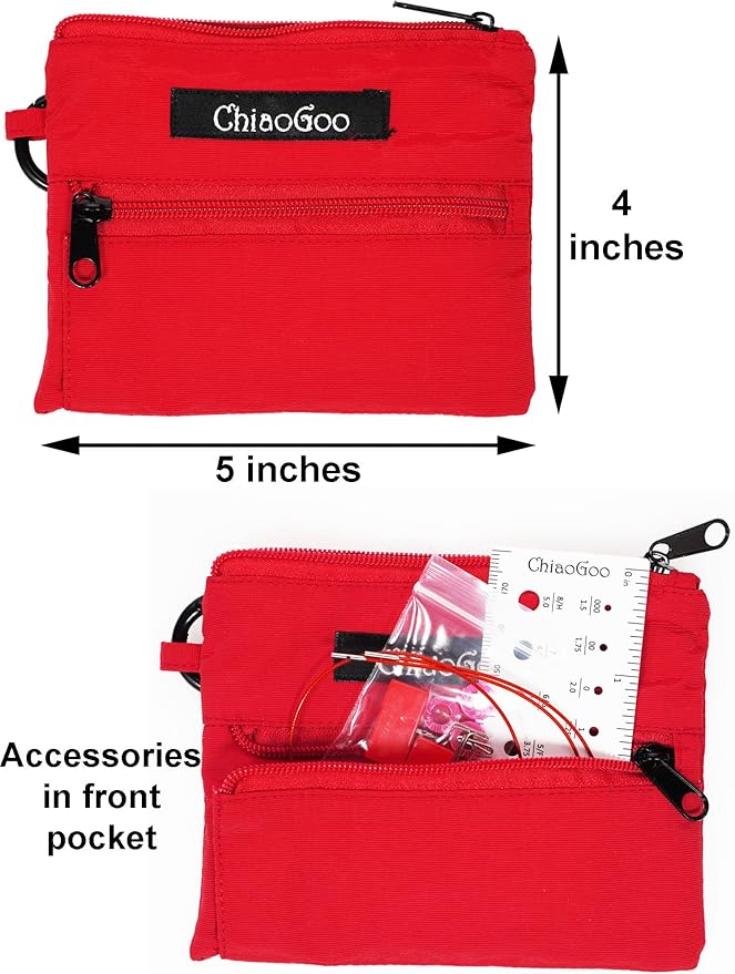 ChiaoGoo Twist Red Lace Shorties 2 & 3-Inch Small Red 7230-M Interchangeable Knitting Needle Set, 12-Pair Sizes US 0, 1, 1.5, 2, 2.5, 3, Stainless Steel, 3 Cords with 1 Project Bag