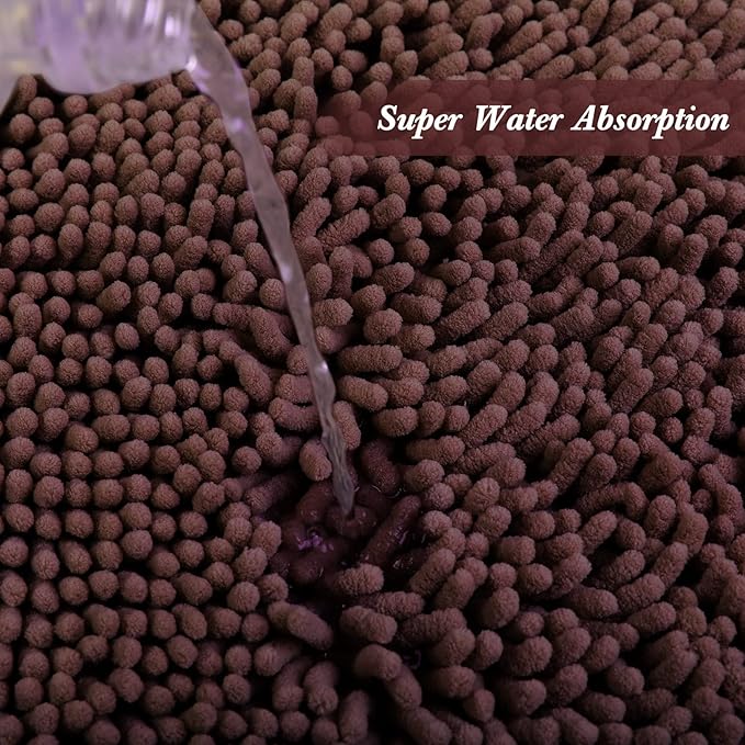 Non-Slip Bath Rug,Extra Soft Microfiber Bedroom Shag Carpet with Anti-Slip Backing,Water/Dust Absorbent Fast Dry Shower Mat,Sound Insulated Stairs Pad,Machine Washable (Coffee,15 x 23 Inches)