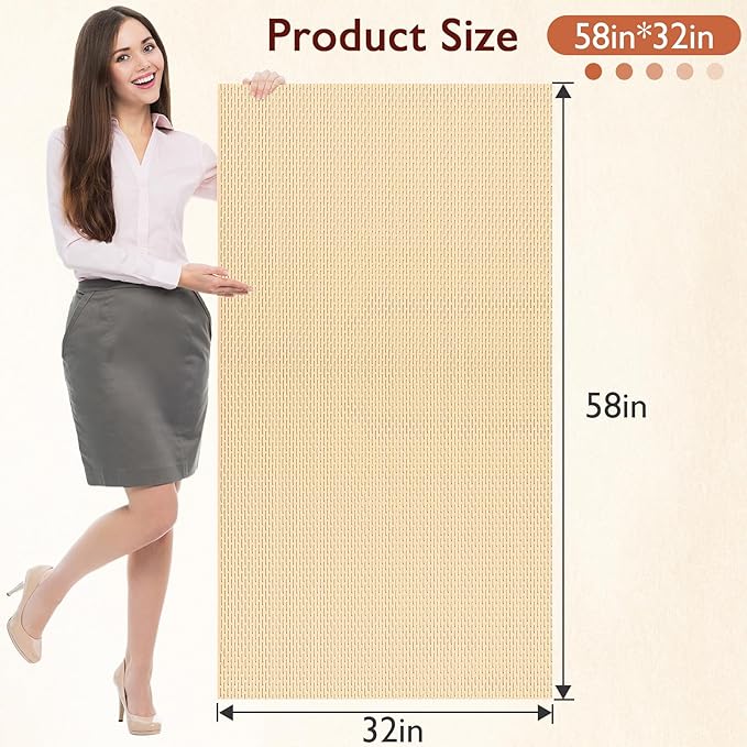 Extra Large Non-Slip Shower Mat, Fast-Dry PVC Bath Stall Tub Mat, Drain-Hole Design for Shower Stall Tub for Elderly/Kids, Non Slip Bath Mat Bathroom Safety Accessory, Khaki 58"x32"