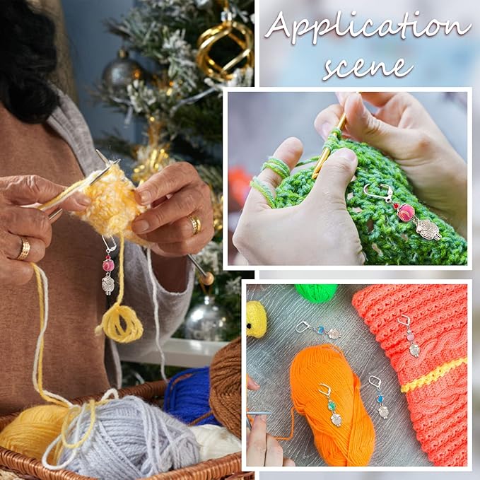 NBEADS 12 Pcs Sheep Stitch Markers, Alloy Crochet Stitch Marker Charms with Polymer Clay Beaded Locking Stitch Marker Knitting DIY Handmade Gift for Knitting Sewing Accessories Jewelry Making