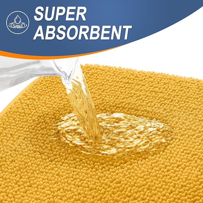 OLANLY Thick Memory Foam Bath Mat Rug 30x20, Extra Soft Absorbent Bathroom Rug, Quick Dry Bath Mats, Non-Slip, Machine Washable Carpet for Floor, Tub and Shower, Home Decor Accessories, Golden Yellow