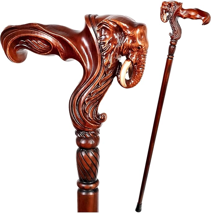 Luxury Handmade Wooden Walking Cane – Premium Carved Solid Wood, Ergonomic Comfort Grip, Designer Canes for Men & Women, Elegant Fashionable Walking Stick 36