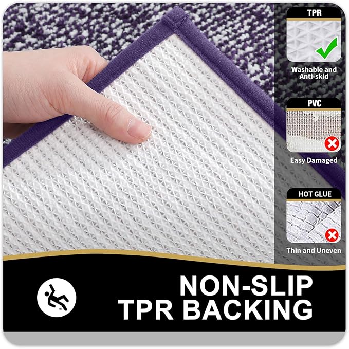 OLANLY Bathroom Rugs 24x16, Extra Soft and Absorbent Microfiber Bath Mat, Non-Slip, Machine Washable, Quick Dry Shaggy Bath Carpet, Suitable for Bathroom Floor, Tub, Shower (Small, Purple)