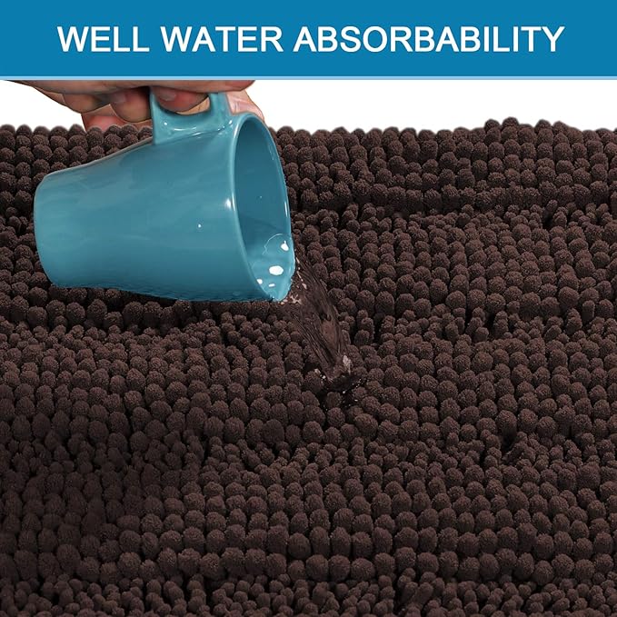 H.VERSAILTEX Bathroom Rugs Bath Mat Runner Rug Non Slip Kitchen Rug Extra Long Bath Rug Runners Oversized 59" x 20" Absorbent Washable Dry Fast Plush Area Rug for Bathroom/Bedroom - Chocolate