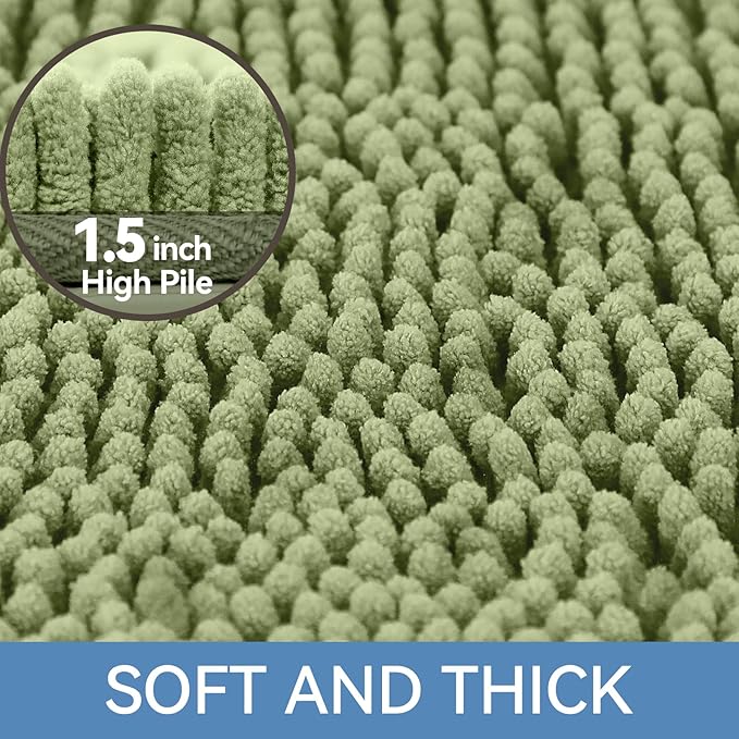 Bcoimo 70"×24" Absorbent Bath Mat, Non-Slip with Backing Chenille Bath Rug and Machine Washable Bathroom Mat Quick-Dry Design. Ideal for Bathroom and Tub Areas