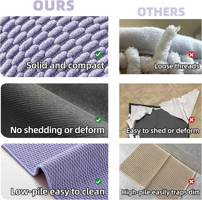 Bathroom Rugs Non Slip Washable, Super Absorbent Thin Bath Mat Small Quick Dry Low Pile Bathroom Rug, Lavender 20"x30"