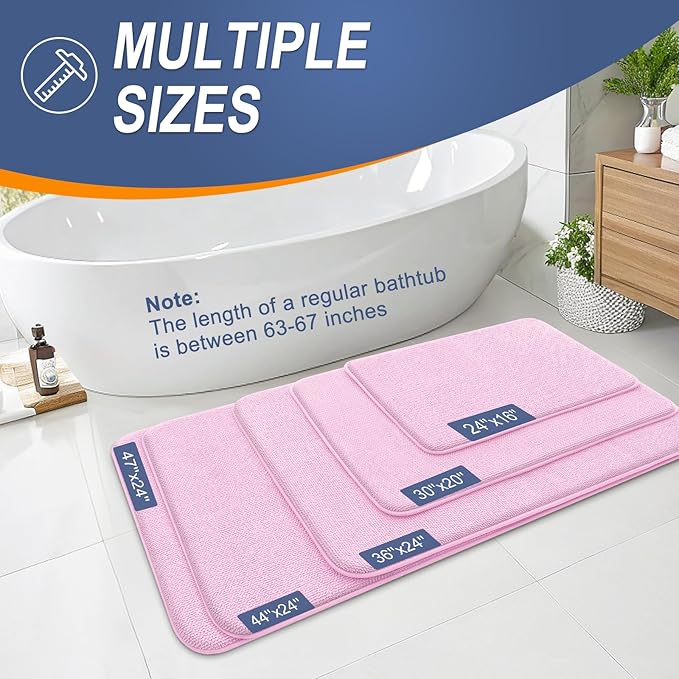 OLANLY Thick Memory Foam Bath Mat Rug 30x20, Extra Soft Absorbent Bathroom Rug, Quick Dry Bath Mats, Non-Slip, Machine Washable Carpet for Bathroom, Tub and Shower, Home Decor Accessories, Pink