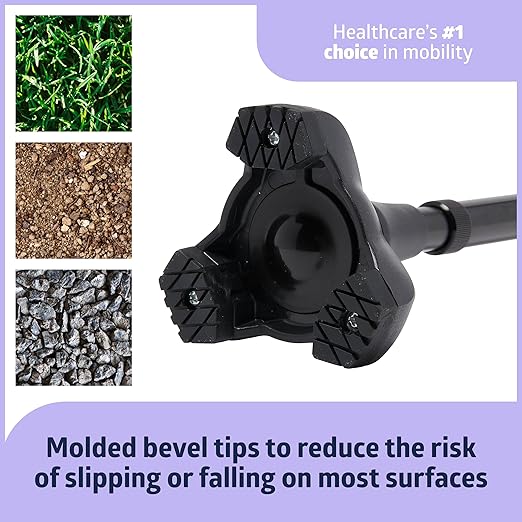 Medline TriGlide Folding Cane, Mimics Ankle Movement, Adjusts 32-37", 350 Ibs. Capacity, Black - For Seniors & Adults While Walking, Balance, Mobility Aid