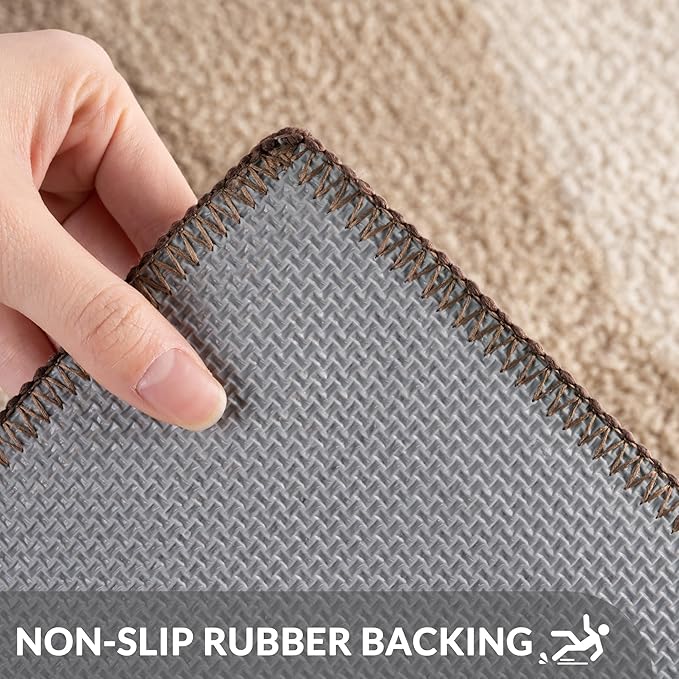 Exclusivo Mezcla Bathroom Rugs Mat 17x24, Extra Soft Non Slip Absorbent Water Microfiber Bath Rugs, Machine Washable Quick Dry Bath Mats for Bathroom Floor, Shower, Home Decor, Waved Camel