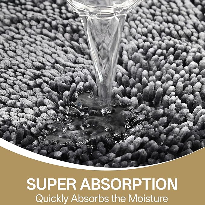 Bathroom Rug Mat 48x72, Thick Soft Chenille Bath Rug Washable, Quick Dry Absorbent Non Slip Bath Mat with Rubber Backing for Bathtub Shower Floor