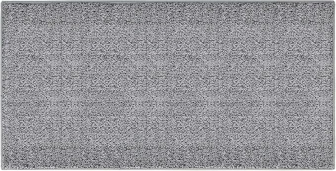 HDFK Bath Mat Runner Rug Non Slip 60x24 Inches Bathroom Rugs 2 Tone Chenille Medium Pile TPR Backing | Absorbency Solid Black White | Long Tub Side Mats for Wet Dry Transition Zone Modern Decor