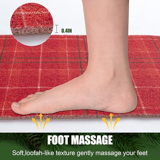 Christmas Non-Slip Bathtub Mat, Anti Slip Shower Mat, Fast Drying Bathtub Mats, Foot Scrubber Mat, Anti Slip Mat for Tub, Floor, Bathroom, Kitchen, Home, Hotel (Holiday Plaid, 40"x16")