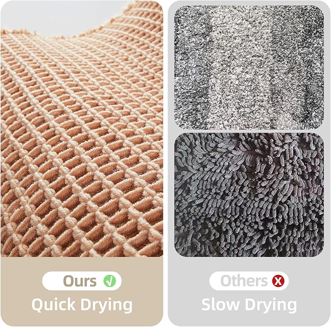 Waffle Bath Mat, Boho Bathroom Rugs Non Slip Washable Super Absorbent Quick Dry Bath Mat Farmhouse Bathroom Decor, 30"x20" Light Peach